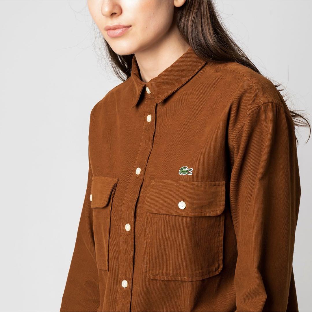 ⁑LACOSTE ウォッシュドコーデュロイシャツ ブラウン