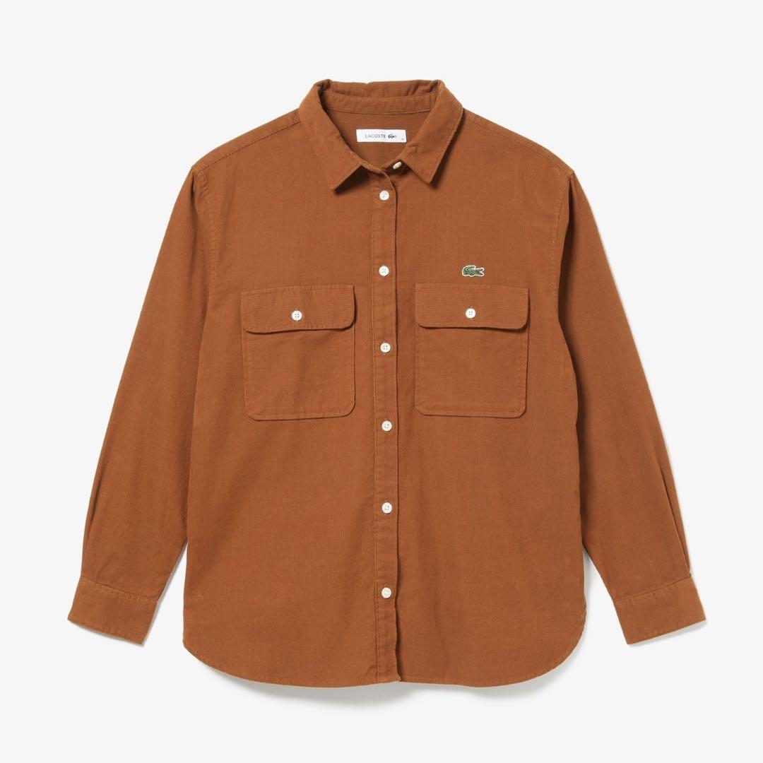 ⁑LACOSTE ウォッシュドコーデュロイシャツ ブラウン