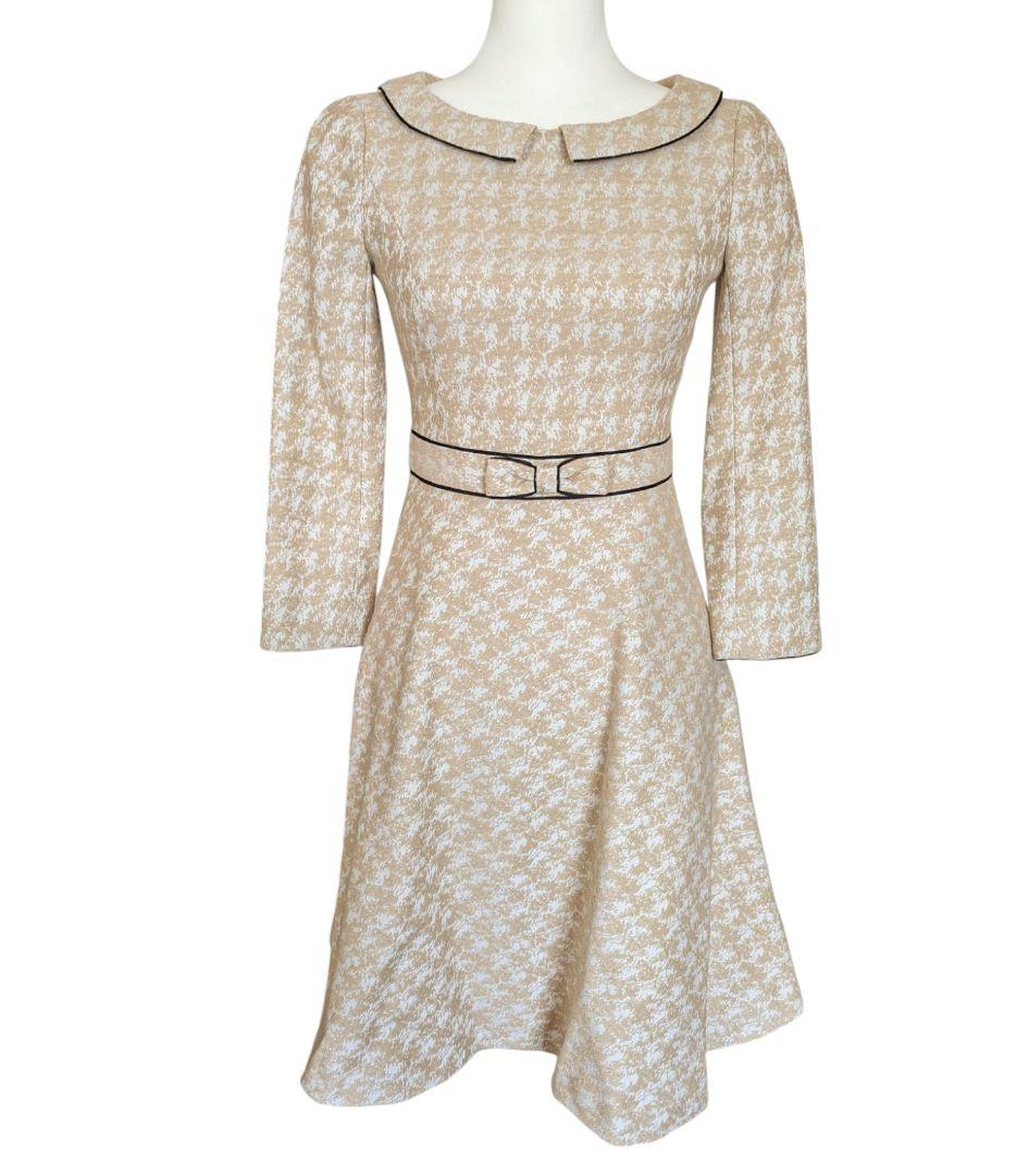 ★美品　TOCCA　 ベージュ系 ワンピース size 0　ジャガード　パーティ