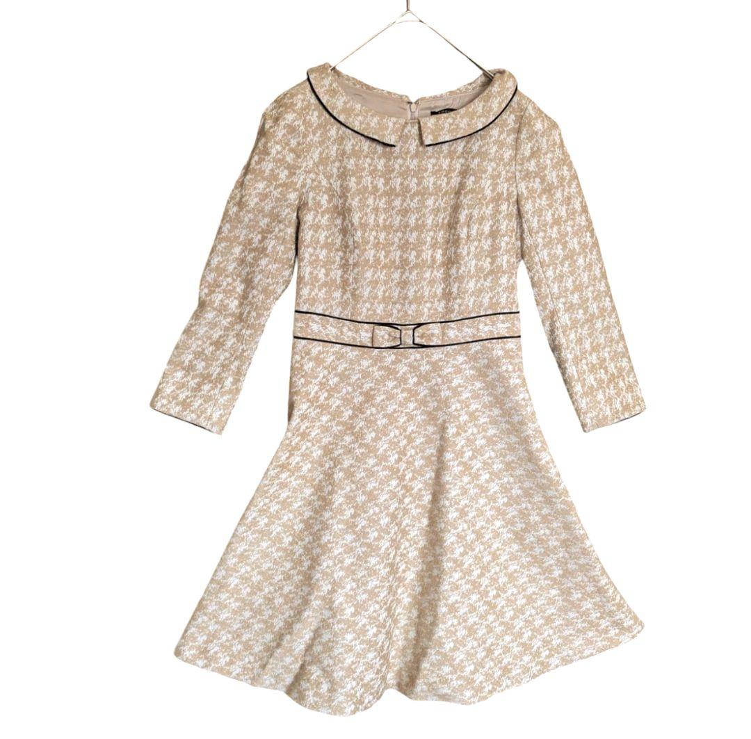 ★美品　TOCCA　 ベージュ系 ワンピース size 0　ジャガード　パーティ