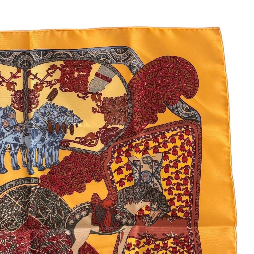 HERMES エルメス スカーフ オレンジ マルチカラー ハンカチ カレ45