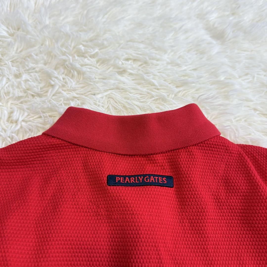 【パーリーゲイツ】美品 ワンピース シアサッカー メゾンロゴ レッド 0サイズ