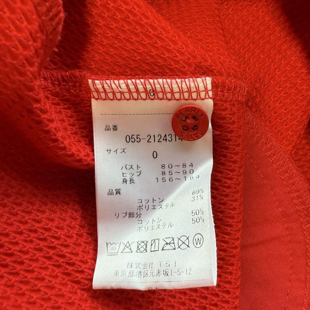 【パーリーゲイツ】美品 ワンピース シアサッカー メゾンロゴ レッド 0サイズ