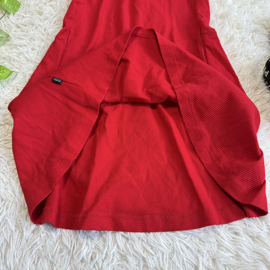 【パーリーゲイツ】美品 ワンピース シアサッカー メゾンロゴ レッド 0サイズ