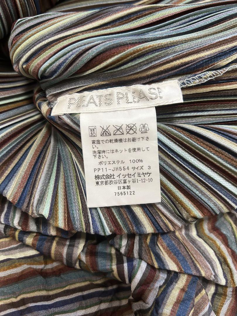 ［ 美品 ］プリーツプリーズ　ストライプ柄ワンピース