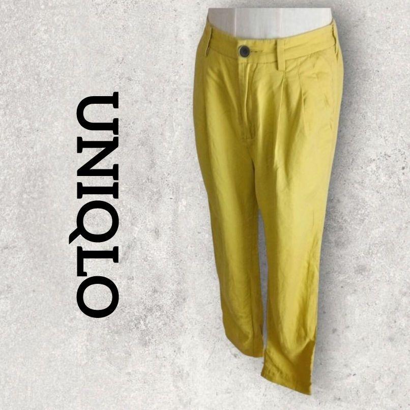 UNIQLO カジュアルパンツ アンクルパンツ (ウエスト58cm) イエロー