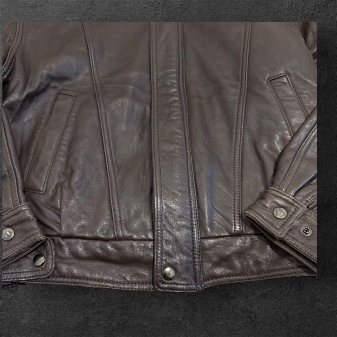 90sレザーフライトジャケットA2型短丈ブラウン羊革ジップアップ XL位 90sレザーフライトジャケットA2型短丈ブラウン羊革ジップアップ XL位