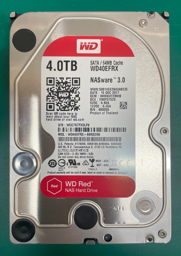 ウェスタンデジタル　WD40EFRX HDD 4TB 8475時間