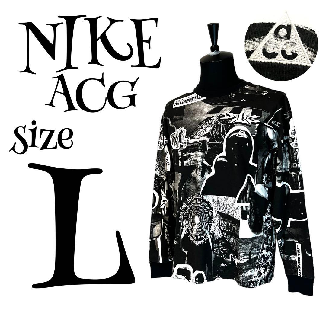 【完売品】【L】NIKE♡ナイキ 総柄 Tシャツ 刺繍ロゴ メンズ