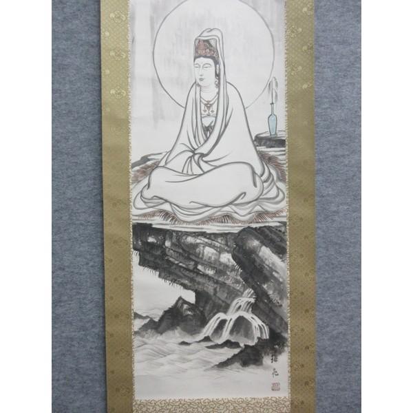 梅兆銘仏画陽柳観音菩薩図絹本掛軸箱入り [B25760] - メルカリ