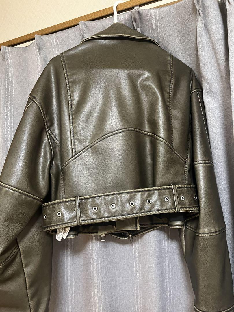 ZARA オリーブグリーン ライダースジャケット M ZARAカーキ ライダースジャケット - メルカリ