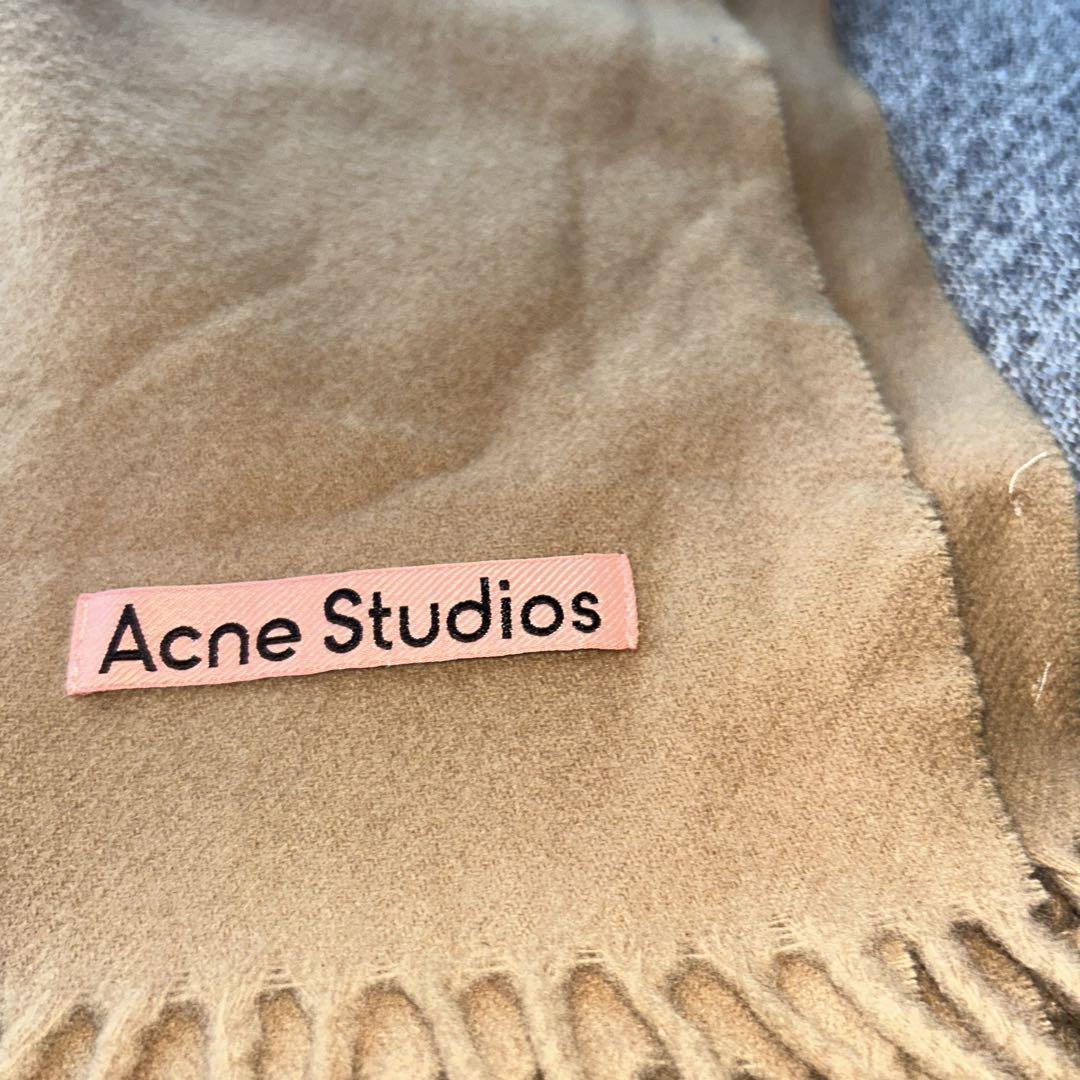 Acne Studios フリンジウールスカーフナロー ダークキャメル