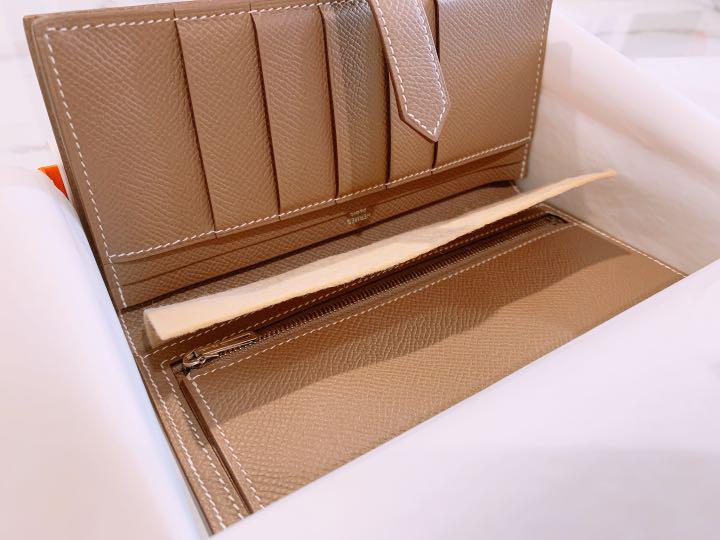 エルメス 新品 未使用 本物 yN9Pj-m86497918863 長財布 ベアンスフレ エトゥープ×シルバー 国産
