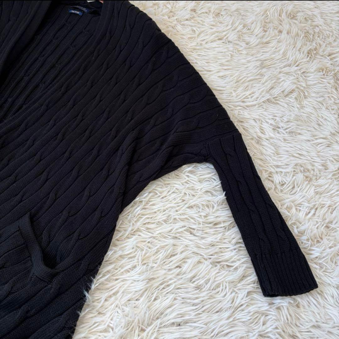 美品　ポロラルフローレン　近年モデル　ケーブル編み　ロングカーディガン　黒　M