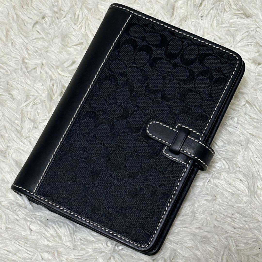COACH コーチ　システム手帳 シグネチャー　キャンバス　レザー　黒　ブラック