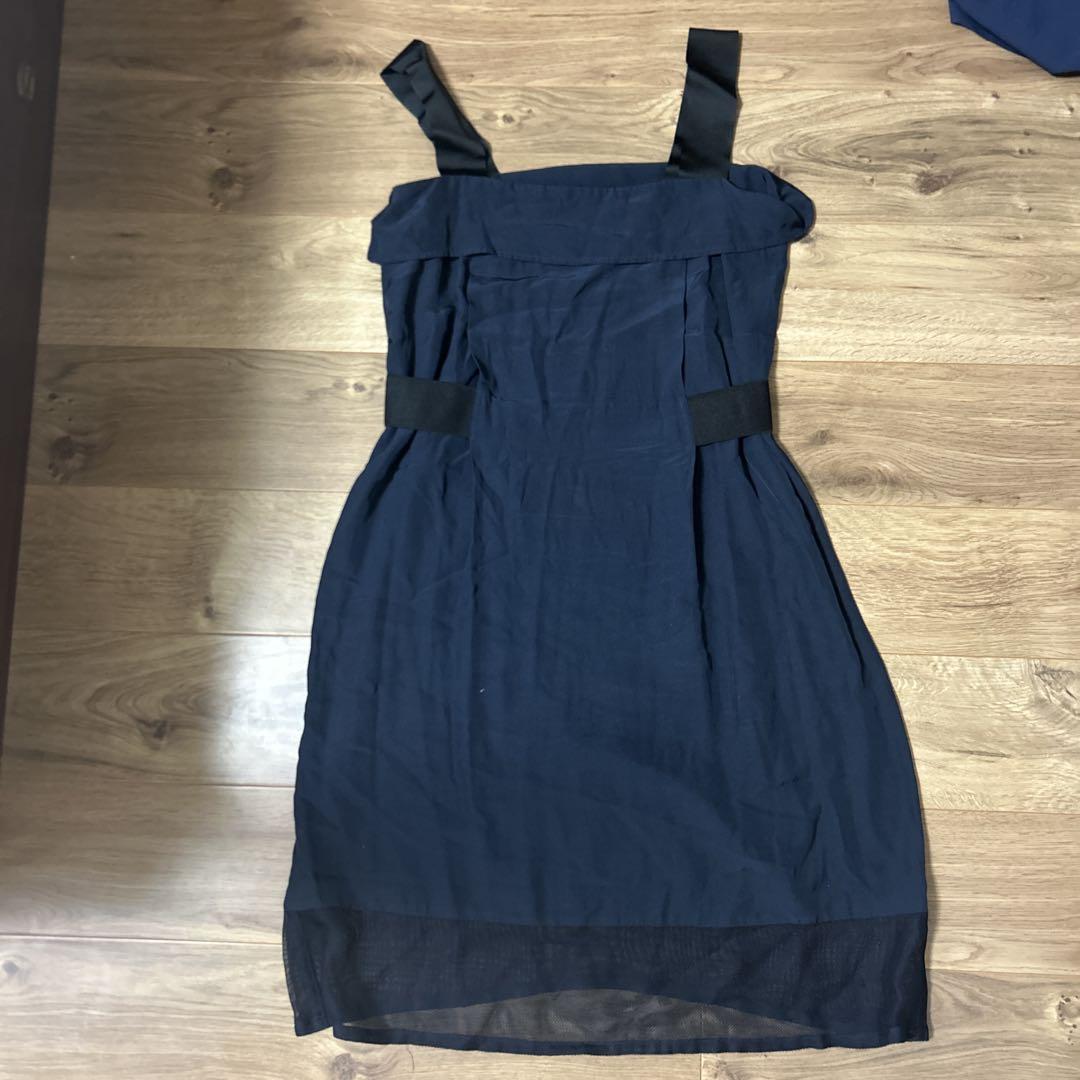 ISSEY MIYAKE ネイビー ノースリーブワンピース