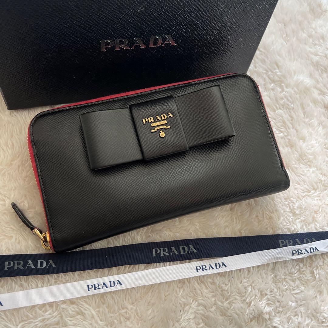 印象のデザイン PRADA 美品 プラダ ラウンドファスナー 長財布 長財布