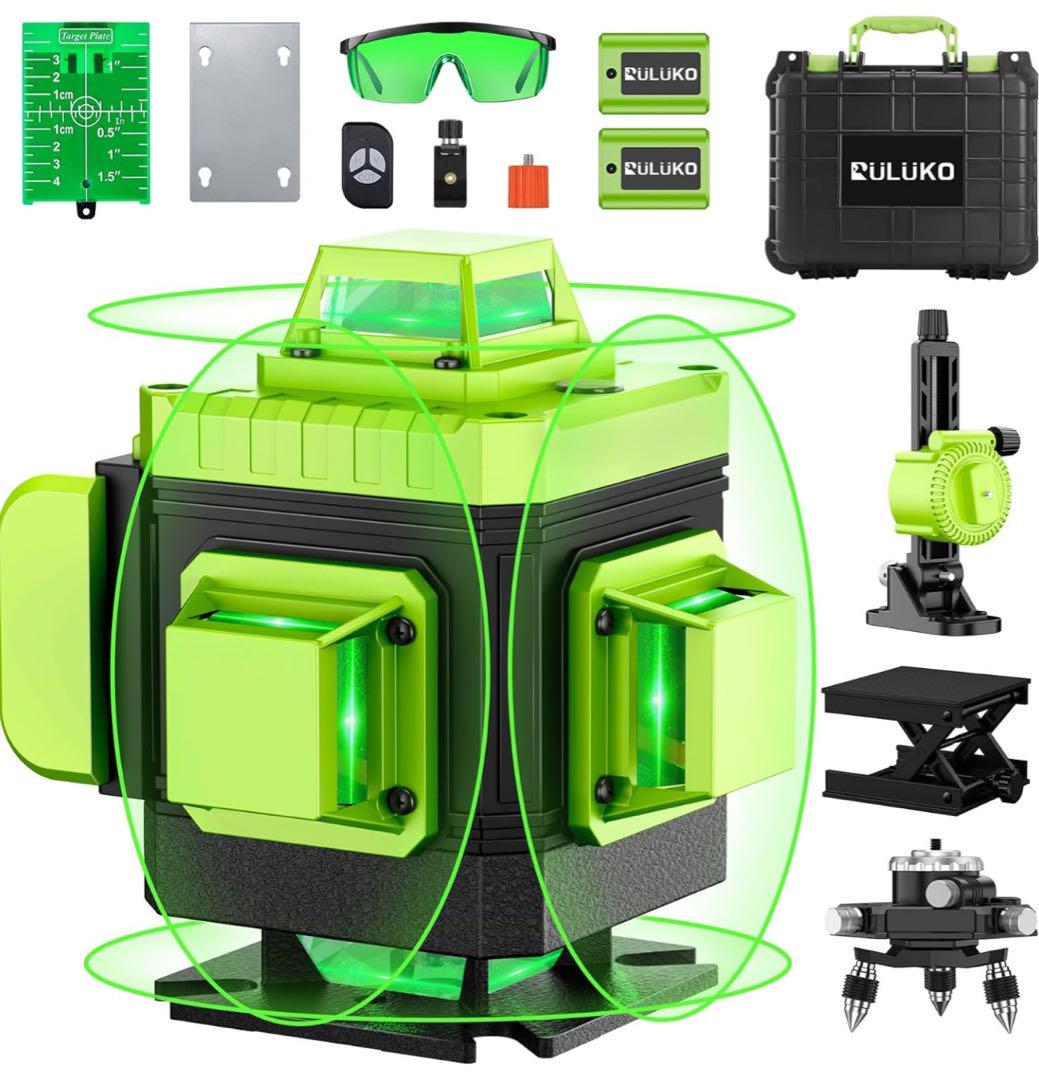レーザー墨出し器 16ライン 大容量バッテリー 工具 DIY 高精度