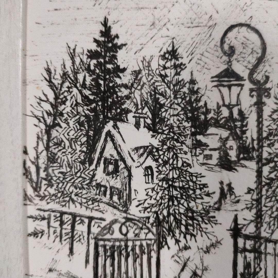お取り置き　クリスマス　ヴィレッジ　ペン画　原画　インテリア　ハンドメイド