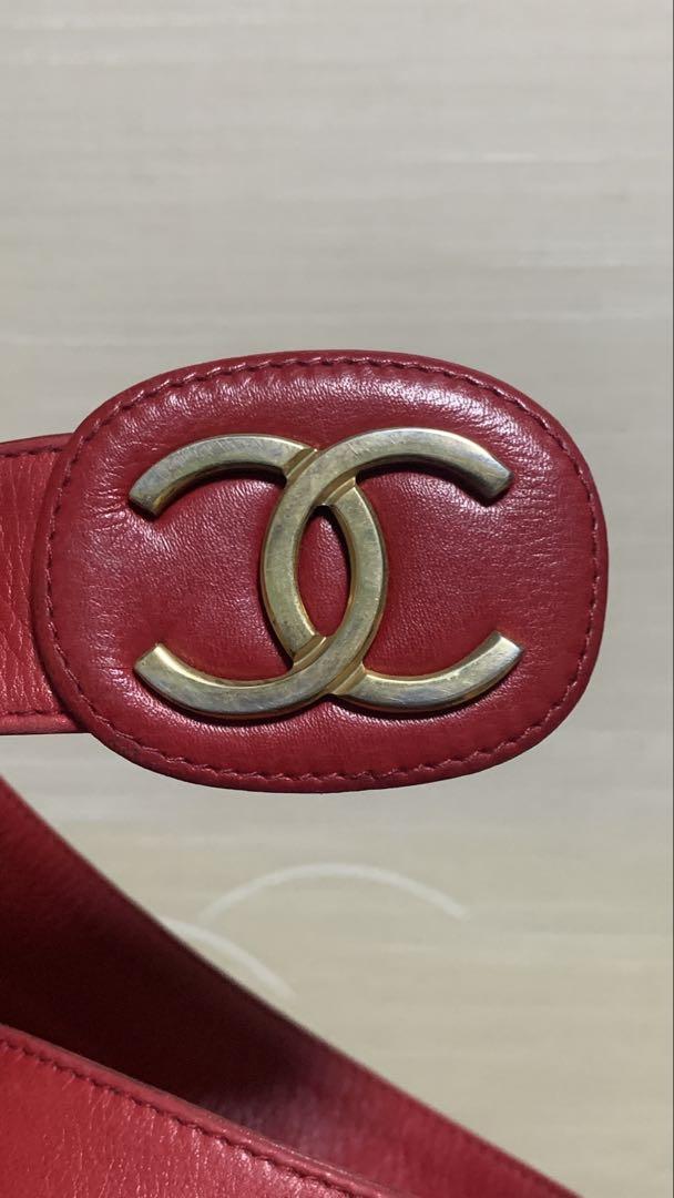 ビンテージ物CHANEL レッドレザーベルト