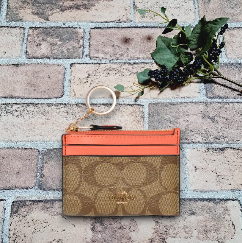 【正規品】 コーチ COACH コインケース88208 カーキ/ライトコーラル