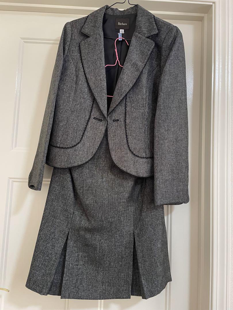 美品　クリーニング済　Bashiro グレー スーツ ウール混11号