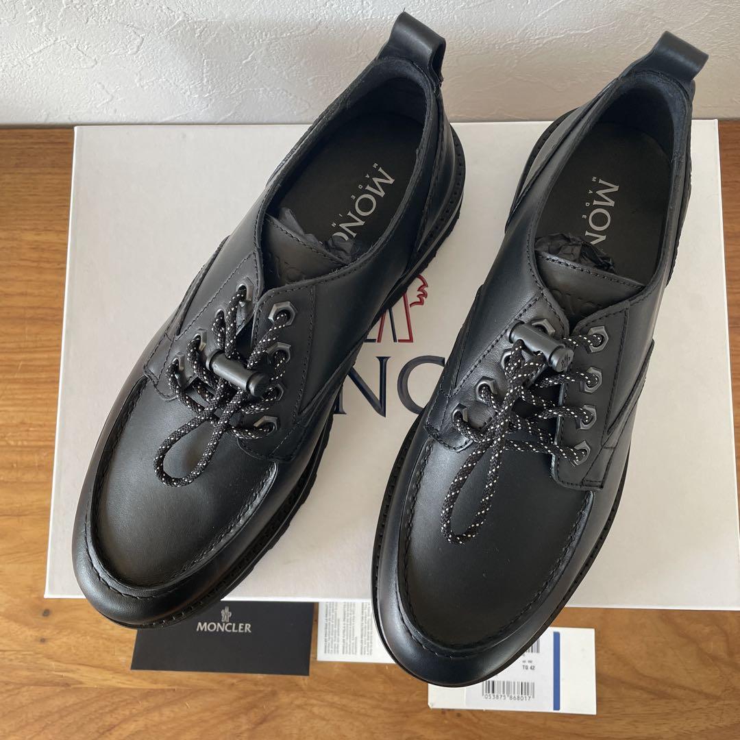 新品 27cm 黒 モンクレール MONCLER レザー シューズ ブーツ 靴