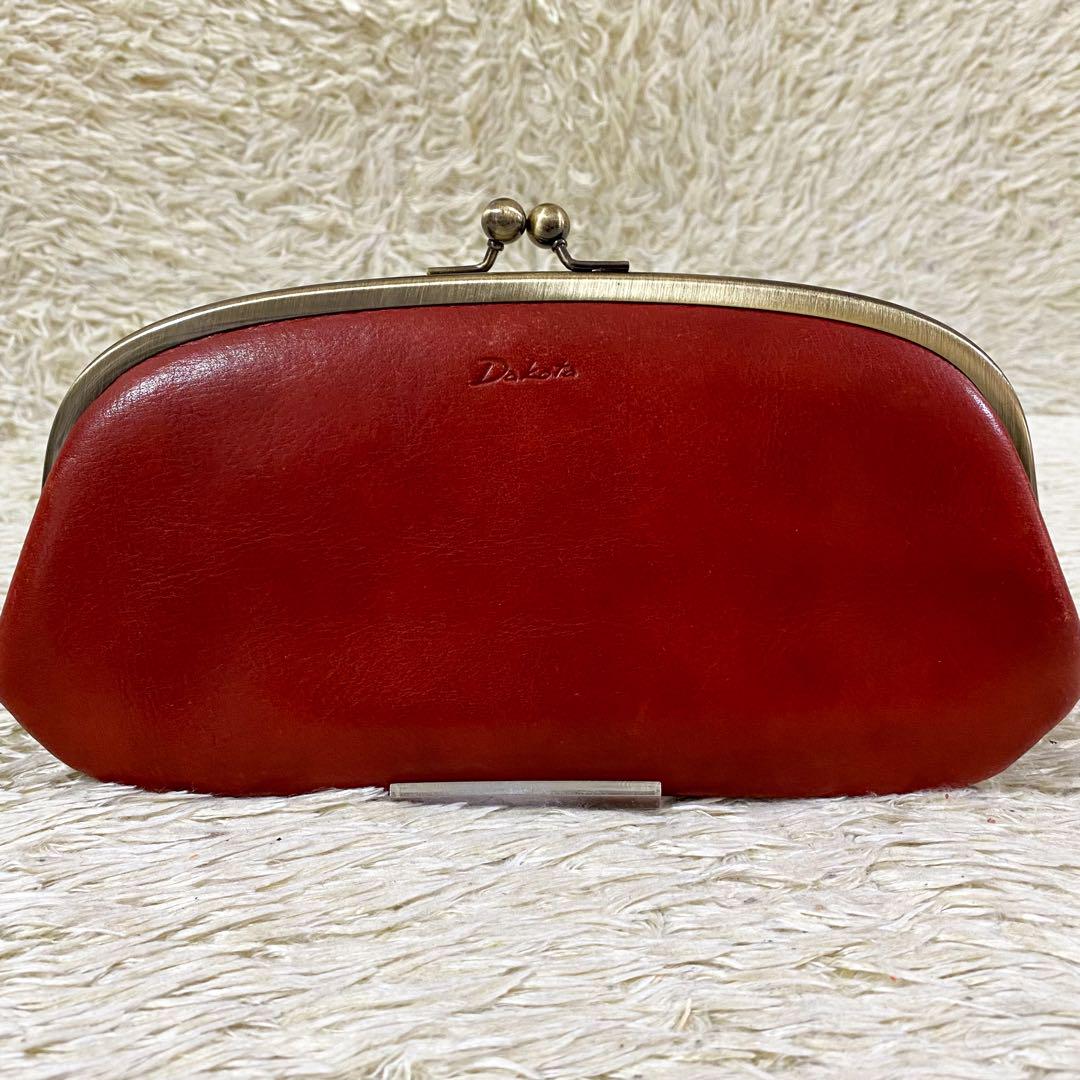 【美品】ダコタ がま口 長財布 ラルゴ レッド 赤 レディース レザー