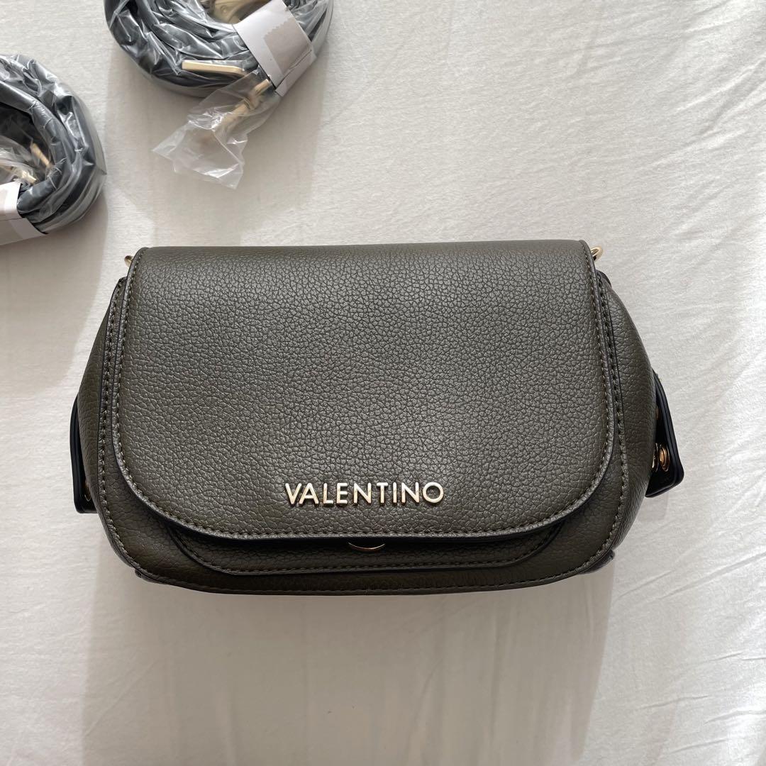 【新品】MARIO VALENTINOカーキスタッズレザーショルダーバッグ