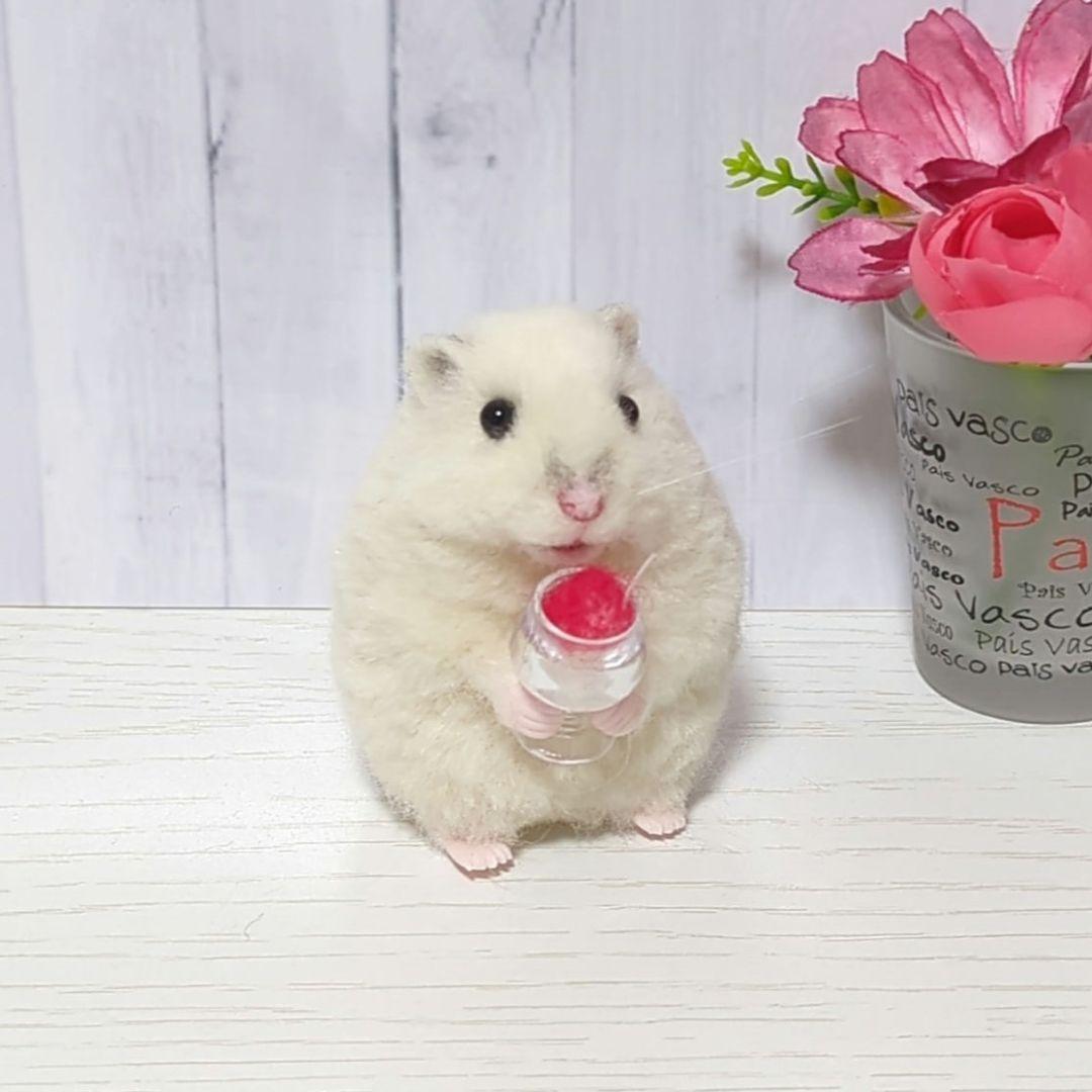 パールホワイトハムスター＆かき氷◇ 羊毛フェルト