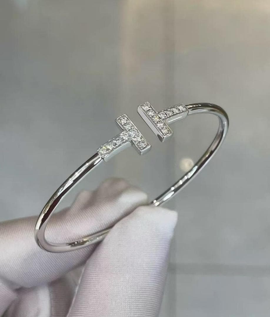 ティファニー シルバー ダブルT ダイヤモンドブレスレット