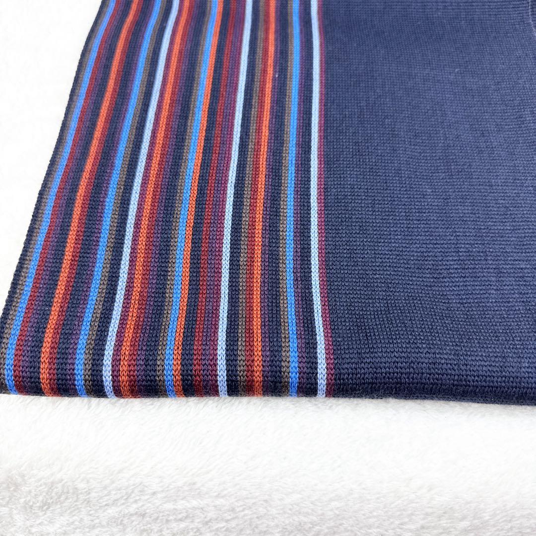【極美品】Paul Smith ネイビー ストライプ マフラー リバーシ ドイツ
