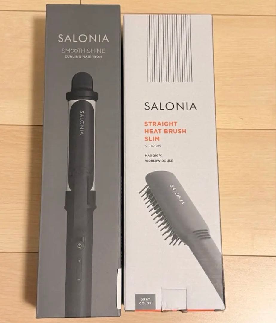 サロニアセット スムースシャイン カールアイロン32mm ブラック ヒートブラシSALONIA