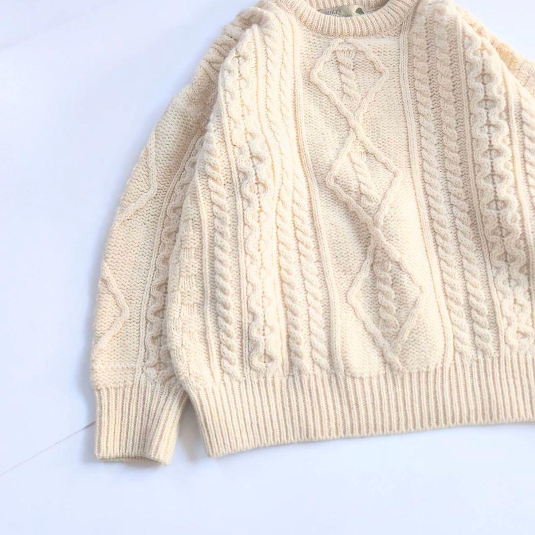 アイルランド製　フィッシャーマンニット アランニット　A9　短丈