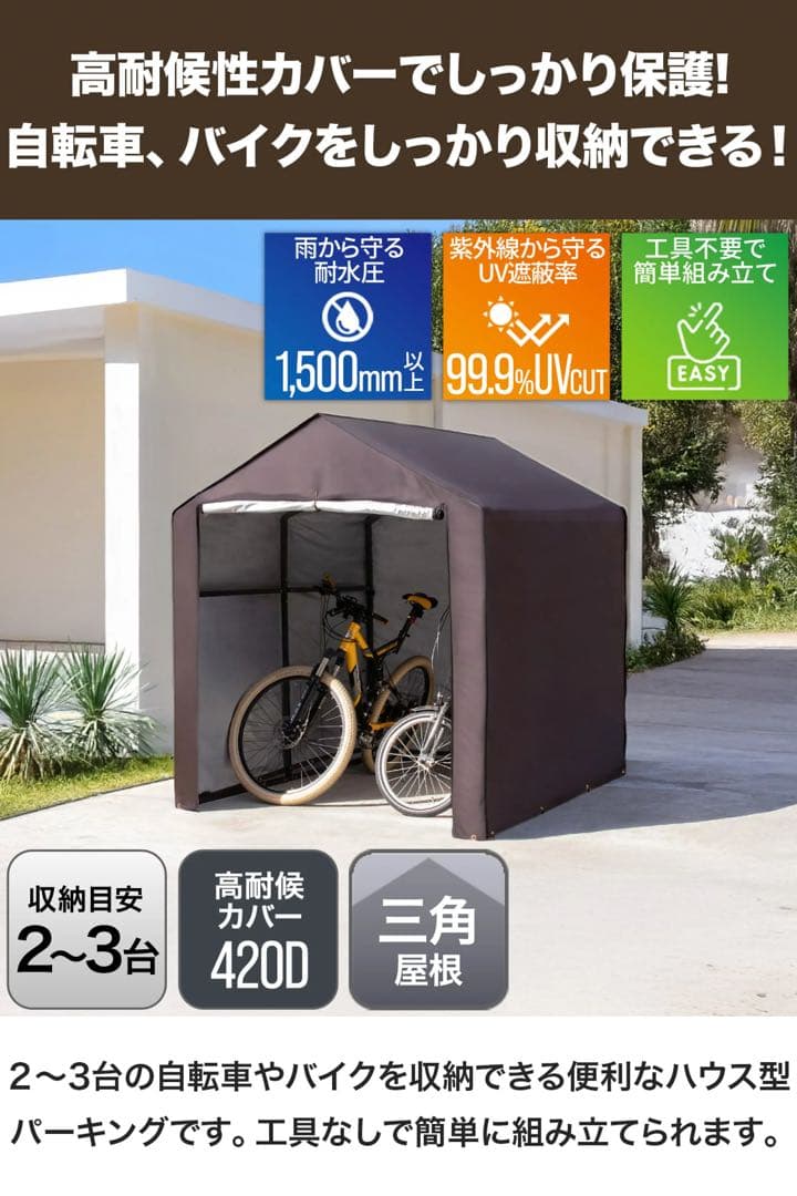 新品未開封３台サイクルガレージ　テント