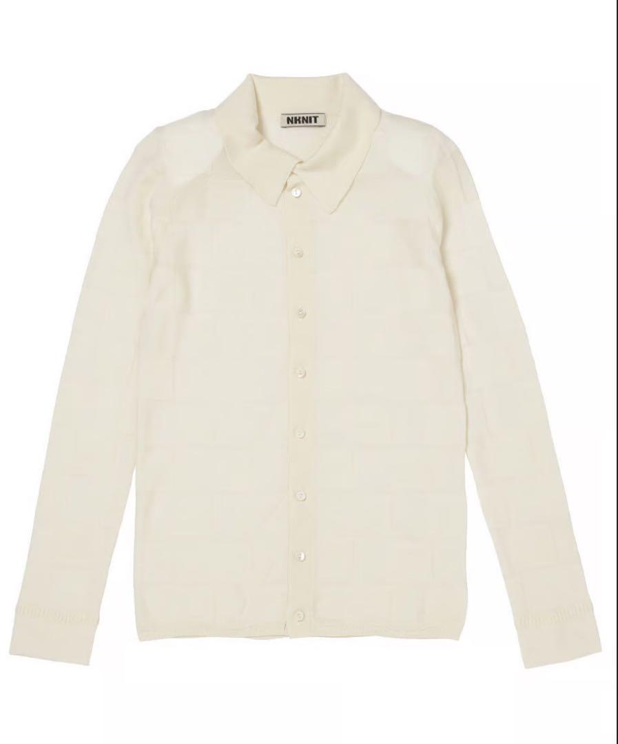NKNIT checker pattern KNIT shirt ホワイト 0