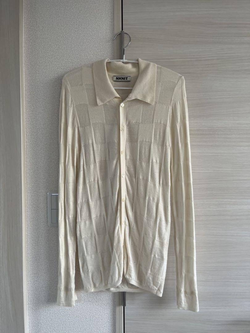 NKNIT checker pattern KNIT shirt ホワイト 0