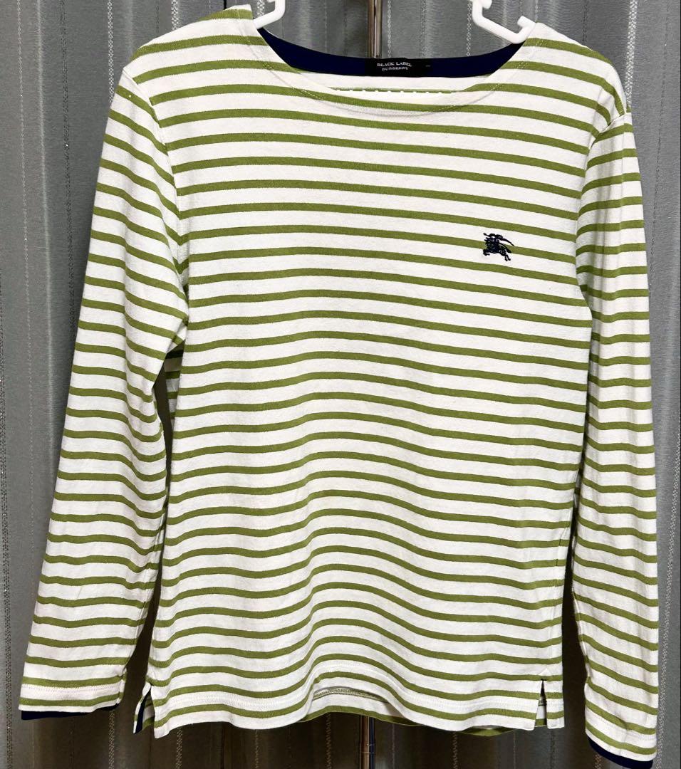 BURBERRY BLACK LABEL ボーダー柄長袖Tシャツ グリーン系 BURBERRY BLACK LABEL ボーダー柄長袖Tシャツ グリーン系