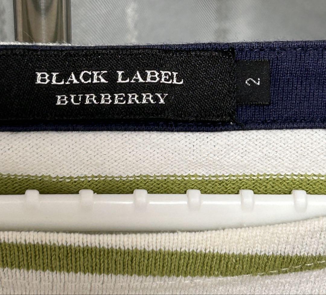 BURBERRY BLACK LABEL ボーダー柄長袖Tシャツ グリーン系 BURBERRY BLACK LABEL ボーダー柄長袖Tシャツ グリーン系