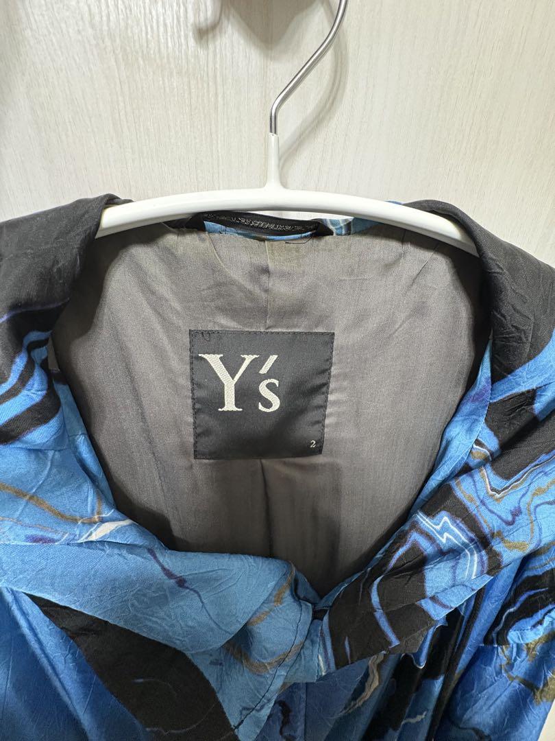 Y´s 20SS 墨流しマーブル柄 フーデットコート レア