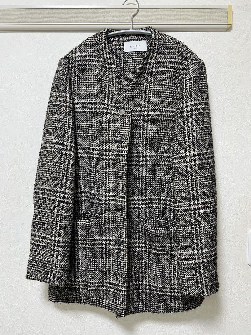 ETRE TOKYO ツイードノーカラージャケット ブラウン M 美品