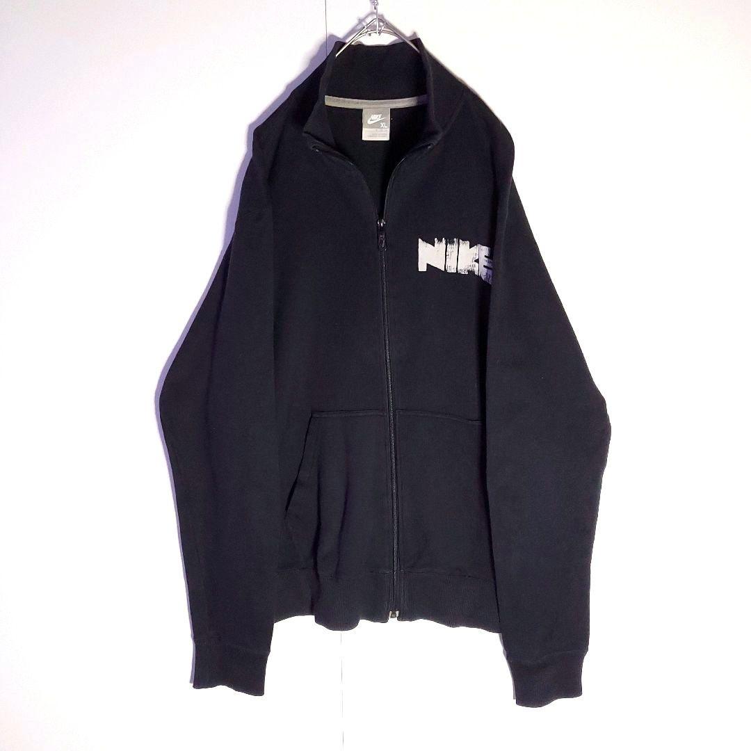【中古】 ナイキ前後プリント【ゴツナイキ】ジップトラックジャケットXL黒 ナイキ
