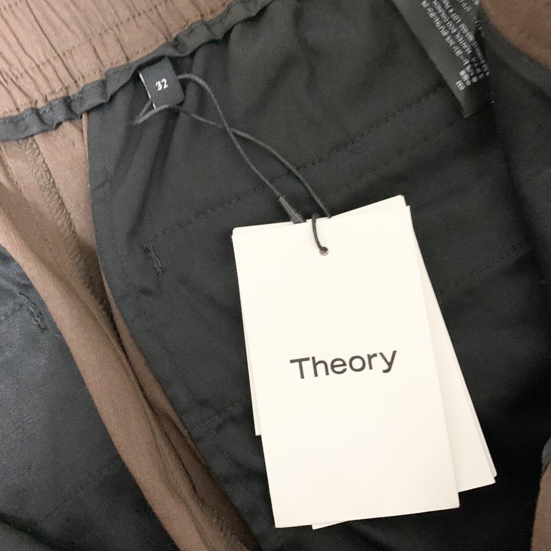 Theory リネン混 イージー スラックス パンツ ブラウン 32