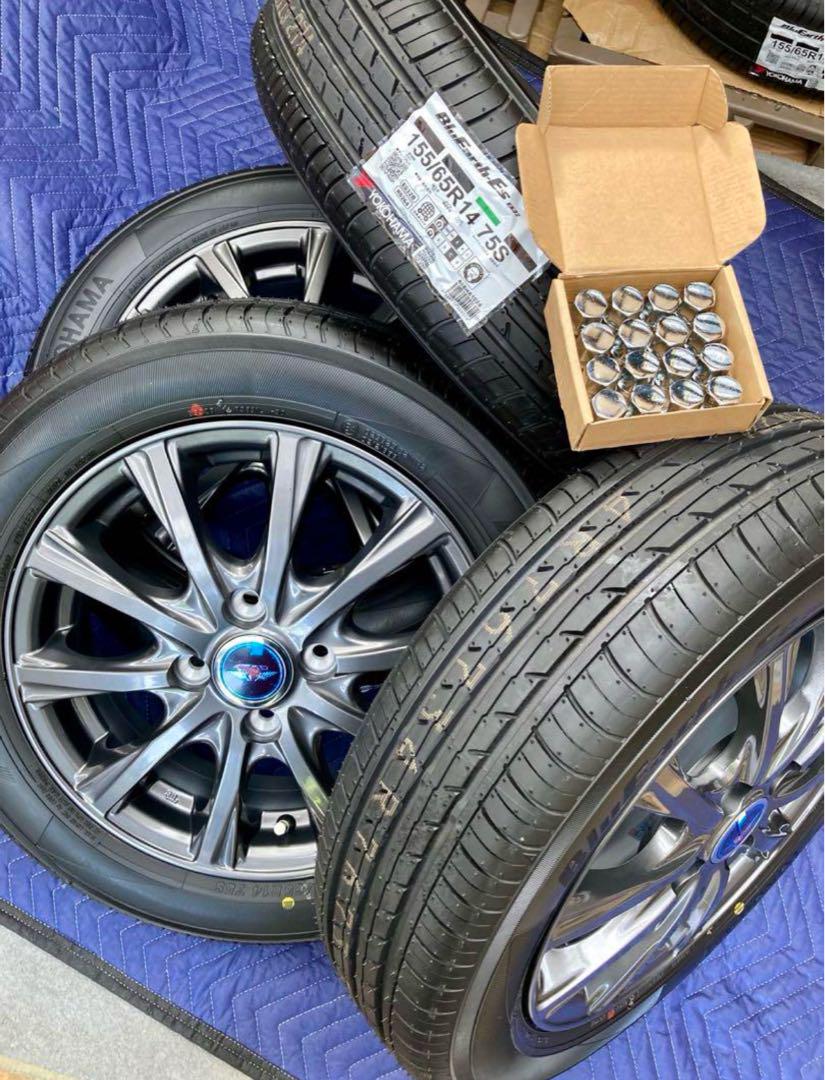フルセット155|65R14タイヤ4本とホイールとナット付き
