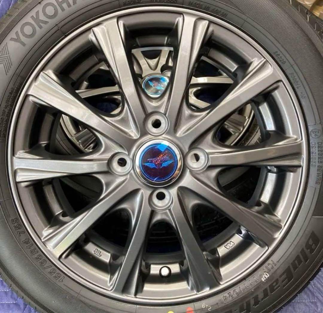 フルセット155|65R14タイヤ4本とホイールとナット付き