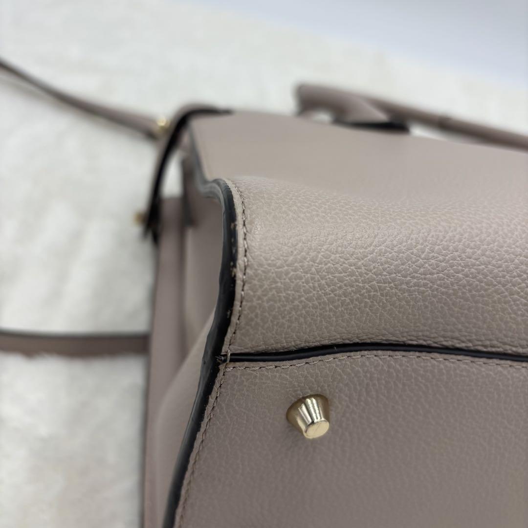 美品 FURLA グレー レザー TESSA ハンドバッグ ショルダーバッグ