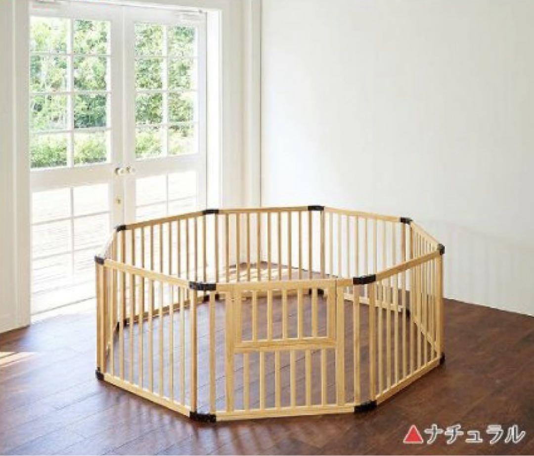 日本育児 折りたたみ木製ベビーサークル123 8枚セット 色ナチュラル