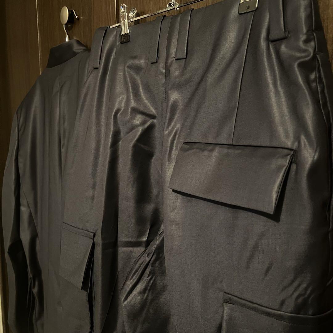 【美品】ETHOSENS セットアップ ノーカラーポケットジャケットパンツ
