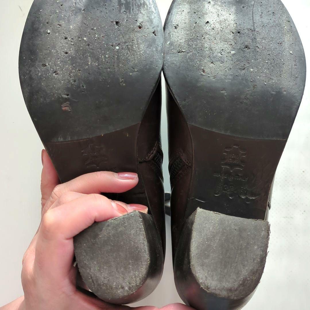 FABIO RUSCONI❣️ダークブラウン レザー ジッパーブーティ23.5