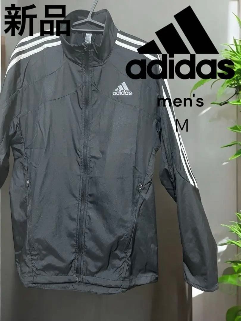 『新品』adidas 【Ｍ】メンズ M 黒ナイロンジャケットトラックジャケット